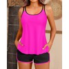 Tankini Swimsuits with Shorts - Pink Two Piece Tummy Control