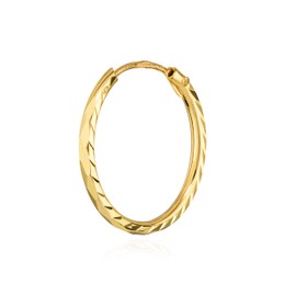 NKlaus Single Creole Earrings 333 Yellow Gold 8 Carat Earrings 1.1 mm Wide Women's Earrings, Yellow Gold