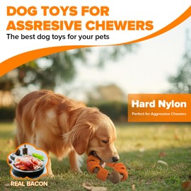 Dog Toys for Aggressive Chewers Large Breed, Rubber Dog Toys to Keep Them Busy, Nylon Indestructible Dog Toys, Tough Chew Ring Toy for Medium Large Dogs, Best Dog Boredom Toys