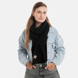 KNIT FACTORY - Haze Scarf - Knitted Scarf for Men and Women - Comfortable Scarf with Wool - Scarf with Simple Loop - Winter Scarf - High Quality, black