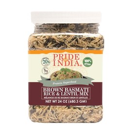 Pride Of India - PACK of 6 - Indian Brown Basmati Rice & Lentil Kitchari Mix - Protein Superfood, 1.5 Pound Jar