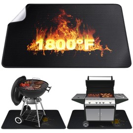 Alckijy BBQ Grill Mat - Heavy Duty Degree Non-Stick Grill Mats for Outdoor Grilling,100*150cm Outdoor BBQ Grill Fireproof Mat,Grass Protection Mats,Fire Pit Mat for Decking,Indoor Fireplace Fire Mat