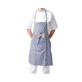 IBEX Unisex Bib Apron with Pocket, Professional Kitchen Apron for Chefs, Waiters, Cooks, Bar Staff, Catering, Gingham Blue