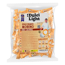 DULCI LIGHT DULCE Y FAVORABLE Cane Honey Brown Sweetener Granules 100 Sachets Calorie Free Sweetener for Drinks and Food, Natural Sugar Substitute