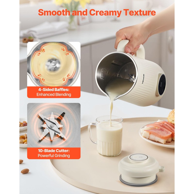 VEVOR 8-in-1 Nut Milk Maker, 41 oz Soy Milk Maker