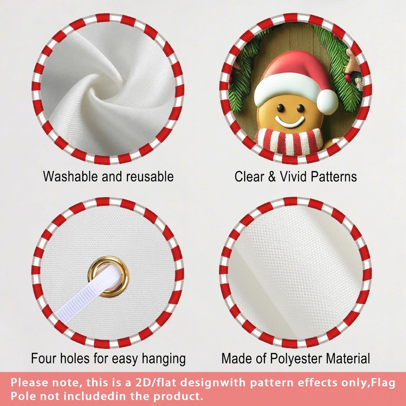 Nuxovilar Christmas Gingerbread Man Door Cover Banner 35x71 In Polyester