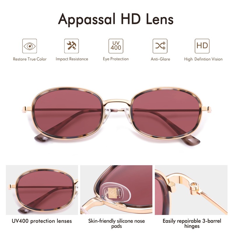 Appassal Retro Oval Sunglasses for Women Men Trendy Round Y2k