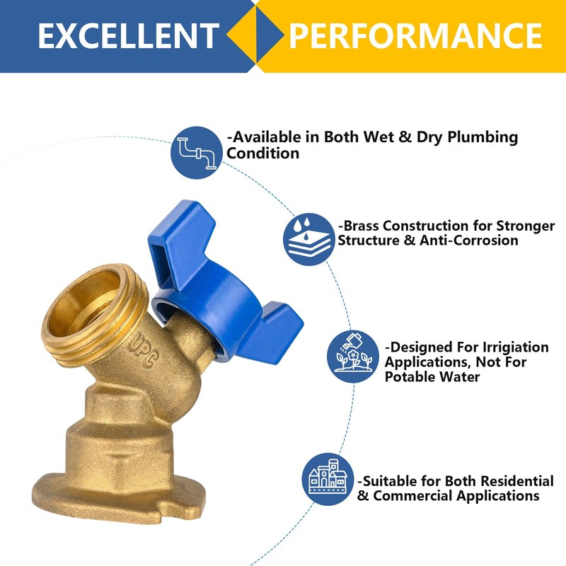 (Pack of 5) GUOFIS Sillcock Hose Bibb Valve,3/4 Inch FIP