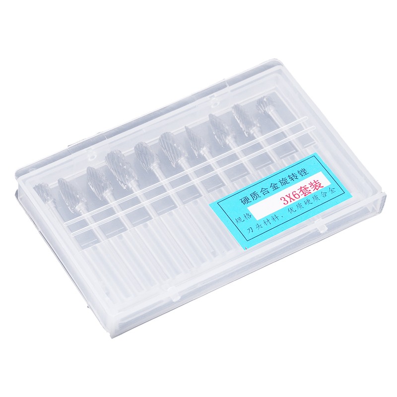 One Set 10 Tungsten Steel Carbide Burrs for Rotary Tool