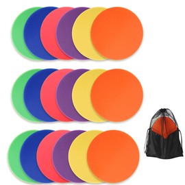 Spot Markers for Sports Training, 9 Inch No Slip Poly Spot Dots Rubber Flat Cones Field Markers for Soccer, Football, Speed Agility Training, Colorful Floor Spots Markers for Gym Classroom (18)