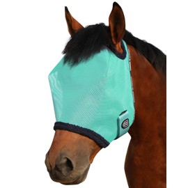 Harrison Howard All Round Mesh Horse Fly Mask UV Protective with Fleece Padded Edging Mint L