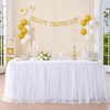 Suppromo 6ft White Tulle Table Skirt for Rectangle Tables or