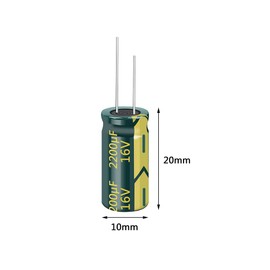 PENGLIN 10pcs Electrolytic Capacitors Aluminum Electrolytic Capacitors 16V 2200UF 105℃ 10X20mm High Frequency Low Resistance Long Life (16V 2200μF)
