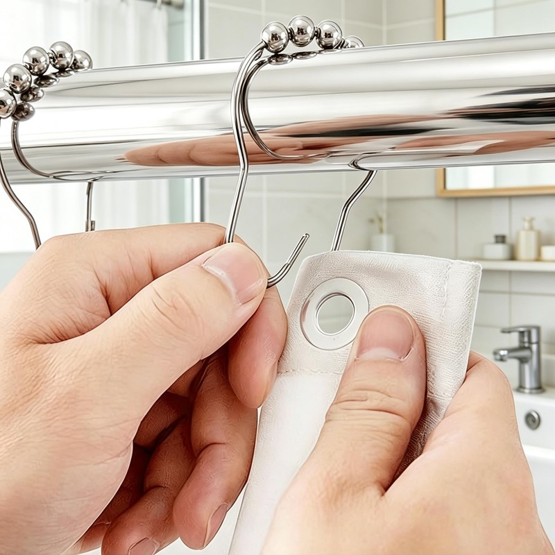 24 Pcs Shower Curtain Hooks, Stainless Steel Shower Curtains Rings