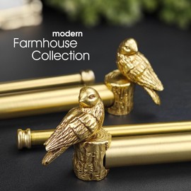 ILAISIHOME 1-1/8 Inch Diameter Brushed Gold Curtain Rod with Bird Design Finials, 72-144...