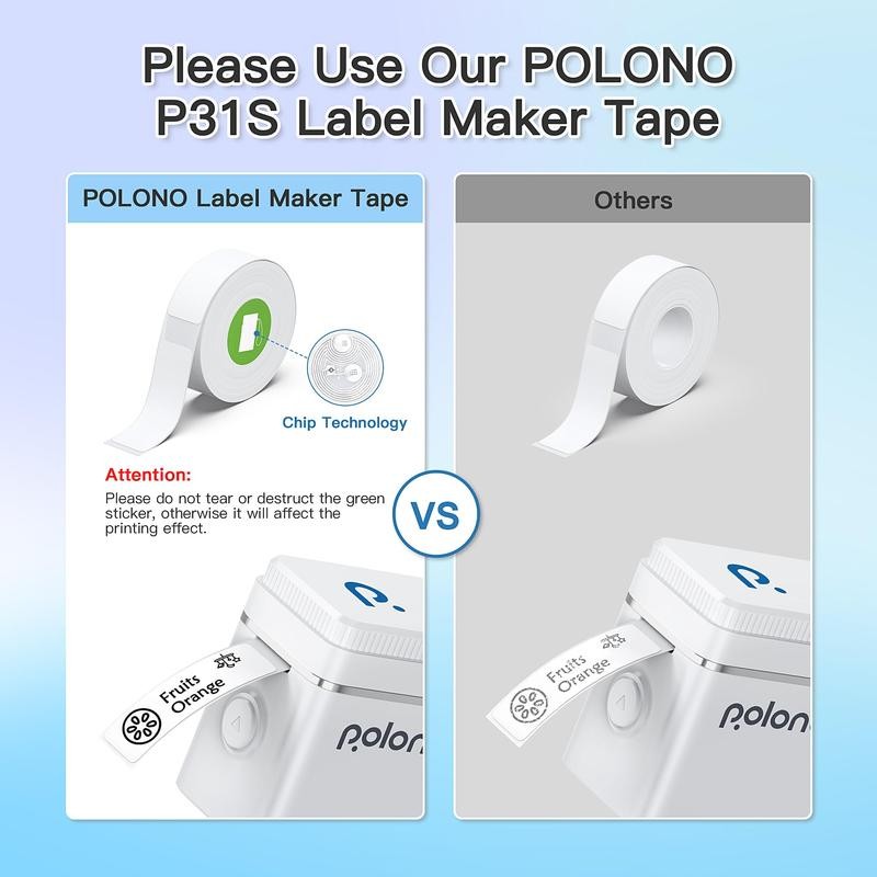 Portable Mini Sticker Printer, Polono P31S Wireless Mini Sticker Printer