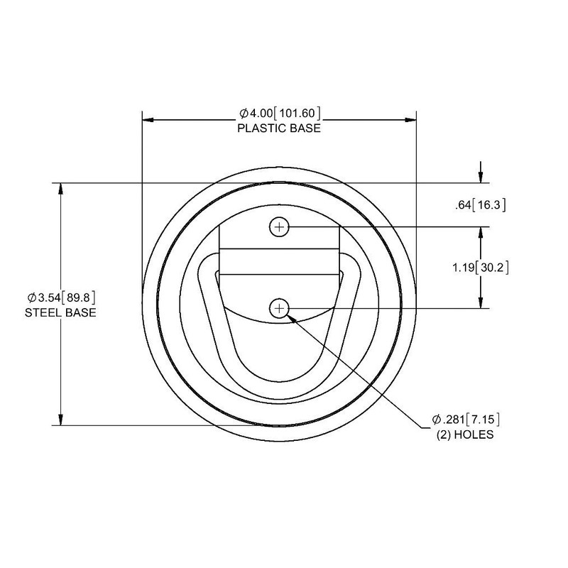 Flush Mount Tiedowns D-Ring 1,200 lb. 2-hole Tie Down -
