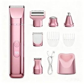 Recortadora de bikini eléctrica 5 en 1 para mujer, IPX7, maquinilla de afeitar eléctrica sin dolor con cuchillas dobles, depilación facial púbica para