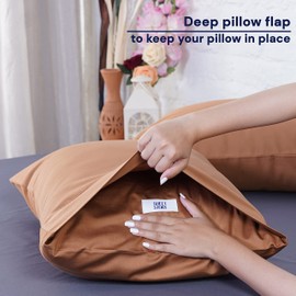 Sheet Story Bamboo Pillow Cases 2 Pack 50x75cm Size - 400 Thread Count, Soft and Cool Terracotta Pillowcases 2 pack Hypoallergenic Pillow Covers - Extra Deep Inner Flap Pillow cases