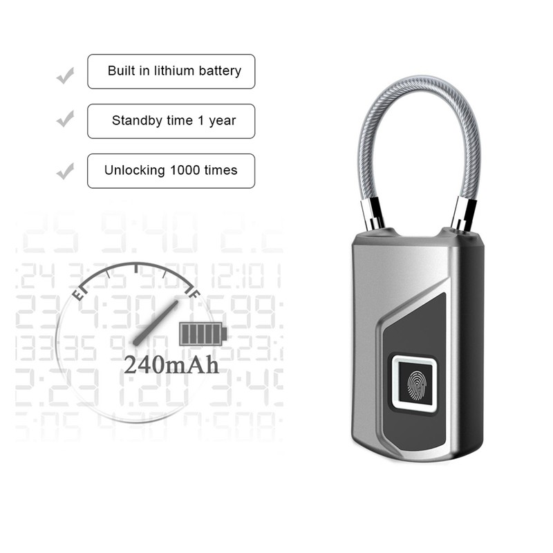 Smart Fingerprint Recogonizer Padlock Semiconductor Fingerprint Induction Lock