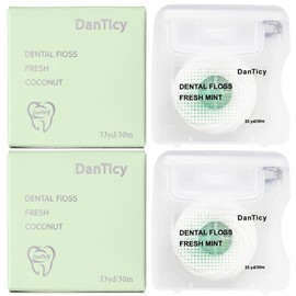 Coconut Oil Dental Floss for Wide Spaces Implants, Bridges, and Braces, Mint, Waxed,Expands (2)