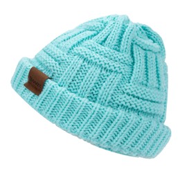 Rosoz 1&2 Packs Ponytail Beanie for Women Beanie Winter Hat Ponytail Hat Tail Stretch Cable Knit Cap Messy High Bun Hat