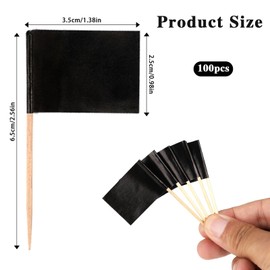 Pack of 100 Party Food Labels for Buffet, Black Empty Cheese Toothpicks Flags Cocktail Sticks Food Flags for Buffets for Writing On, Cupcake Toppers Cheese Labels