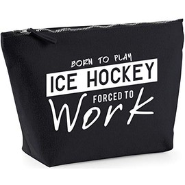 Hippowarehouse Born to Play Ice Hockey Forced to Work printed make up cosmetic wash bag 18x19x9cm