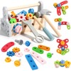 TONZE Wooden Construction Montessori Toys for 2 3 4 Year