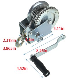 mitoharet Hand Crank Winch 1600 lbs with Brake Come-Along Heavy Duty Steel Cable for Boat, Trailer, ATV