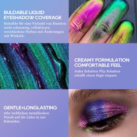 Liquid Chameleon Eyeshadow, Green Glitter Shimmering Eyeshadow, Double Colour Eyeshadow Metallic, Long-Lasting Waterproof for Green Eye Makeup, Fantastic Colour Changing Effect (#03)