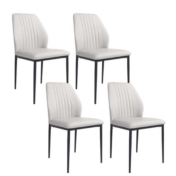 ZckyCine Dining Chairs Set of 4, Upholstered Leather Mid-Century Modern Chair, Kitchen Chair with Metal Legs for Room, Living Waiting Farmhouse