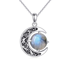 ONEFINITY Labradorite Necklace 925 Sterling Silver Moon Pendant Necklaces Labradorite Jewellery Gifts For Women