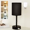 Small Bedside Table Lamp for Nightstand with USB & Outlet,