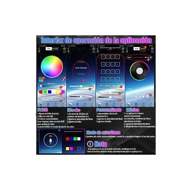 PUNKZZ Juego De 12 Tiras Luces Rgb Led Para Motocicleta