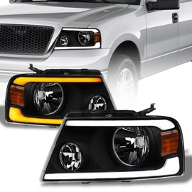 Stehlen 642167827337 Compatible With 2004-2008 Ford F150 / 2006-2008 Mark LT Switchback Sequential LED Strip Bar Headlights With Signal Amber - Black