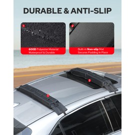 Benlari Universal Car Soft Roof Rack Pads, Roof Pads for Kayak Surfboard SUP Paddle Board Snowboard Canoe Include 2 Heavy Duty Tie Down Straps, 2 Tie Down Rope, 2 Quick Loop Strap and Storage Bag