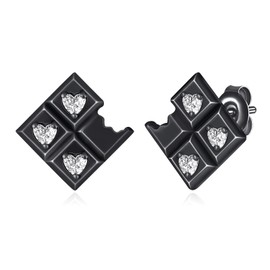 Chocolate Earrings 925 Sterling Silver Candy Earrings Food Stud Earrings Lovely Black Chocolate Jewelry Gifts for Women Christmas