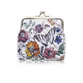 AfitLulu Coin Purse, Butterfly Print Coin Pouch Wallet Kiss-Lock, Cute PU Leather Small Change Purse for Women (B)