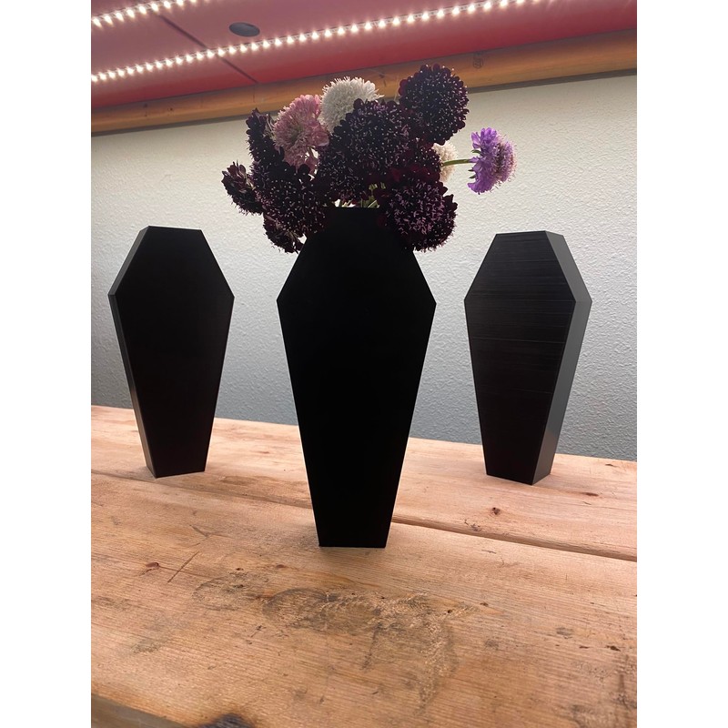Decorative Black Coffin Shaped Flower Vase, 9 x 4 inches