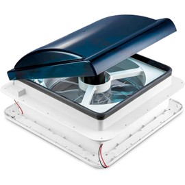 Hike Crew 14” RV Roof Vent Fan | 12V 3-Speed Intake & Exhaust 12V Camper Fan | Manual Open/Close | Includes Screws & Garnish | Smoked Lid