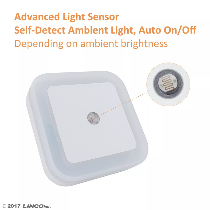 LINCO LED Plug Night Light Wall Lamp With Dusk to