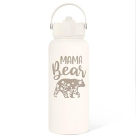 Sandjest SipChic 32oz Sports Water Bottle with Flip Straw & Handle, Portable Insulated Stainless Steel Leak Proof, Travel Gym Mom Nurse Christmas Gift:_Mom 1