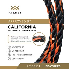 ATERET California Truck Rope - 7/16" x 600 Feet Twisted 3 Strands Polypropylene Rope - Ideal for Truck Cargo Straps & Marine