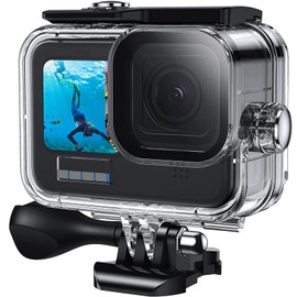 Funda Impermeable para gopro Hero 9/10/11/12, Resistente al Agua Estuche para Accesorios Cámaras, Maletín Profesional de Buceo con Lente de Cristal Templado para Fotografiar con Claridad Bajo Agua