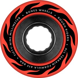 Bones Wheels ATF Rough Riders Eternal Flames Skateboard Wheels, 59mm, 80A, Red