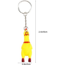 Katartizo Yellow Shrilling Screaming Chicken Keychain, Mini Rubber Squeeze Screaming Chicken Toy Gags and Practical Joke Toys Pendant Keychain Prank Key Chain Novelty Toy for Bags Keys Phones