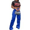 SENGRICH Satin Cargo Pants for Women High Waisted Wide Leg