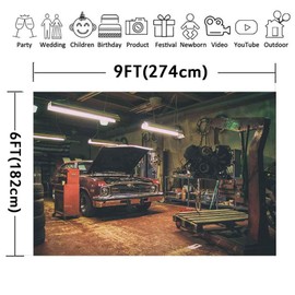 Old Garage Backdrops for Photography,9x6FT,Car Repair Backgrounds,Themed Party Photo Booth Studio Props LUZZ541