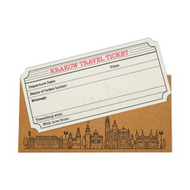 Krakow White (with Gold Shimmer effect) Travel Ticket and Envelope (DIY). Krakow themed (DIY) ticket surprise holiday gift.